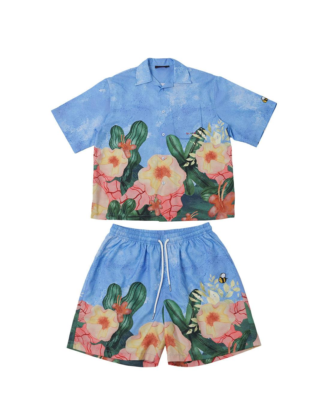 Blue Floral Shirt Set